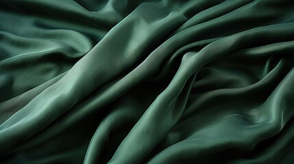 Obraz premium Luxurious Green Silk Fabric with Waves and Folds
