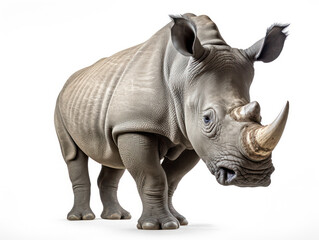 Rhino Studio Shot Isolated on Clear White Background, Generative AI