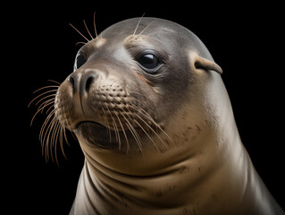 Obraz premium Seal Studio Shot Isolated on Clear Black Background, Generative AI