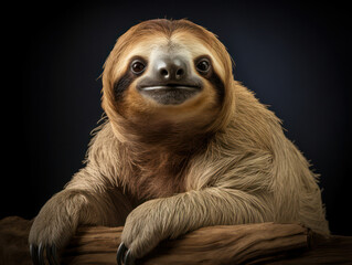 Fototapeta premium Sloth Studio Shot Isolated on Clear Black Background, Generative AI