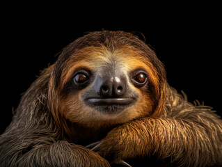Naklejka premium Sloth Studio Shot Isolated on Clear Black Background, Generative AI