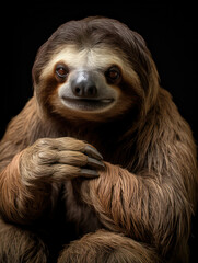 Sloth Studio Shot Isolated on Clear Black Background, Generative AI