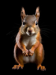 Squirrel Studio Shot Isolated on Clear Black Background, Generative AI