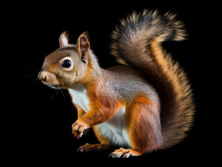 Naklejka na ściany i meble Squirrel Studio Shot Isolated on Clear Black Background, Generative AI