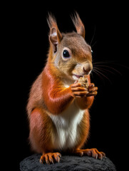Obraz premium Squirrel Studio Shot Isolated on Clear Black Background, Generative AI