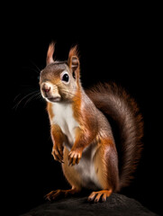 Obraz premium Squirrel Studio Shot Isolated on Clear Black Background, Generative AI
