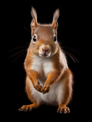 Obraz premium Squirrel Studio Shot Isolated on Clear Black Background, Generative AI