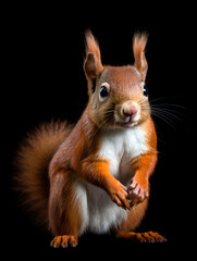 Obraz premium Squirrel Studio Shot Isolated on Clear Black Background, Generative AI