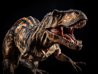 T-Rex Studio Shot Isolated on Clear Black Background, Generative AI