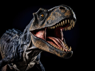 Obraz premium T-Rex Studio Shot Isolated on Clear Black Background, Generative AI