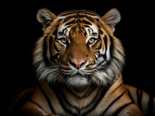 Tiger Studio Shot Isolated on Clear Black Background, Generative AI