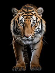 Fototapeta premium Tiger Studio Shot Isolated on Clear Black Background, Generative AI