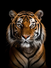 Tiger Studio Shot Isolated on Clear Black Background, Generative AI