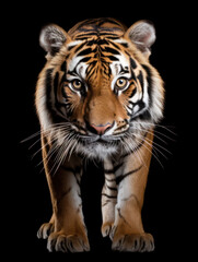 Fototapeta premium Tiger Studio Shot Isolated on Clear Black Background, Generative AI