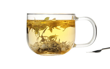 Marvelous Tea Infuser Submerging in a Clear Glass Isolated on Transparent Background PNG.