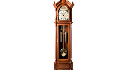 Stylish Timeless Grandfather Clock with a Pendulum Isolated on Transparent Background PNG.