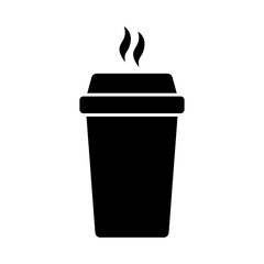 Hot coffee cup vector icon. Paper coffee cup icon isolated on white background.