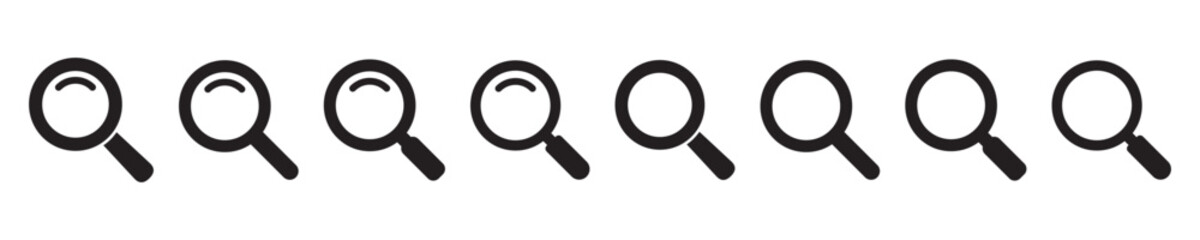 Magnifying glass icon, vector magnifier or loupe sign. Search icon.