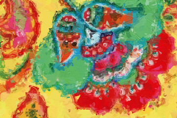 Fototapeta premium Oil painting and various floral illustrations of Paisley's beautiful wedding