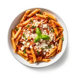 penne pasta with tomato sauce and grated cheese, AI Generative.