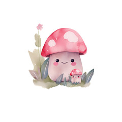 ai generated, layered, no background, watercolor mushroom, png file