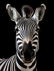 Fototapeta na wymiar Zebra Studio Shot Isolated on Clear Black Background, Generative AI