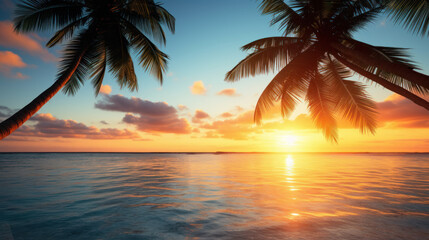 Dream-like sunset on tropical resort