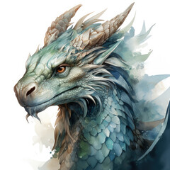 watercolor Dragon clipart, Generative Ai