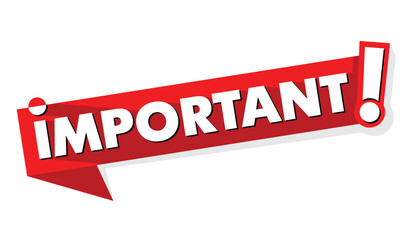 Important notice or message. Red vector banner with exclamation mark - obrazy, fototapety, plakaty