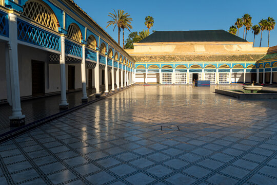 Main yard of the Bahia Palace. Photo taken in the afternoon without tourists. Sunny day.