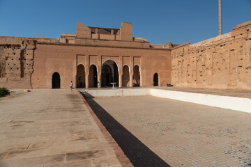 Ruins of the El Badi palace in the city of Marrakech. On a sunny afternoon.