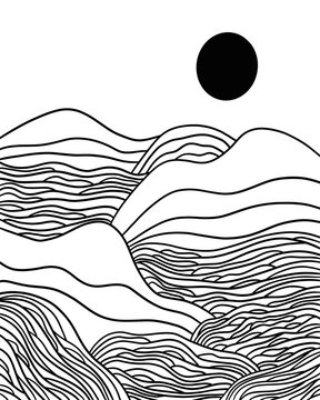 Boho Noir - Abstract Mountain Lines in Chic Black and White