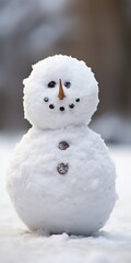 Angry Winter Snowman with a Pink Nose Decoration Spreading Evil during Christmas Celebrations in the Cold Snowy Environment