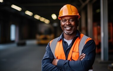 A smiling construction worker