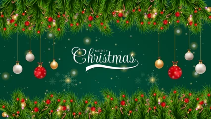 Foto op Canvas Merry Christmas background with Christmas elements for social media posts, banners, greeting cards, and web banners © Mete-X