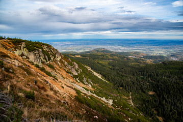 Beautiful autumn landscapes in the Karkonosze Mountains in Poland.