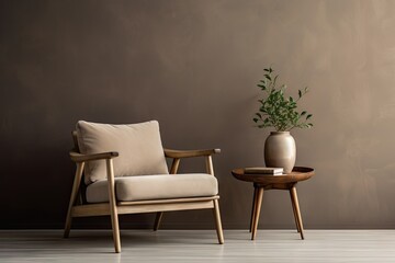 A cozy corner with a chair, plant, and vase, bathed in warm sunlight.