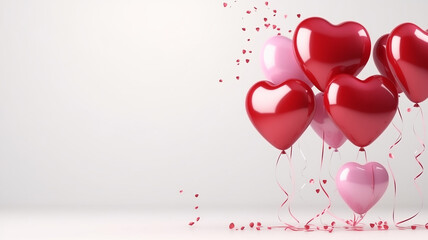 Banner holiday and Valentine Day background pink color balloon with white copy space