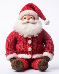 Father Christmas nordic Santa Claus toy ornament with long beard isolated on a white background