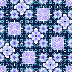 JPEG navy blue and purple pastel watercolour jewel square geometric seamless pattern.  Perfect for wallpaper, fabric, soft furnishings, textiles, interior design, home decor, scrapbooking and more.
