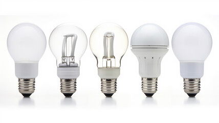 LED light bulbs isolated on white background, AI Generative.