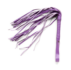 Purple whip from sex shop on white background