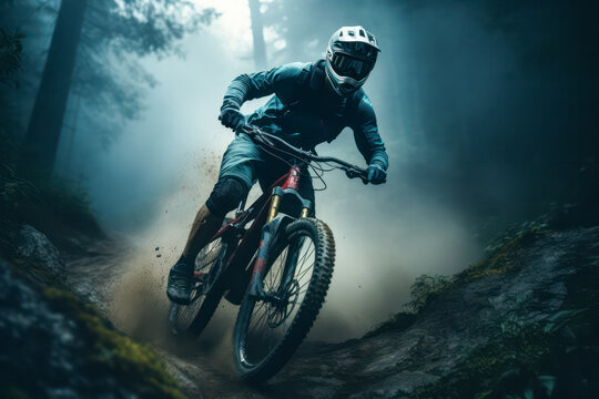 Mountain biker in the forest