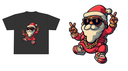 dancing rapper funny christmas santa claus vector
