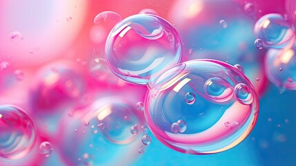Lots of pink-purple transparent delicate bubbles - obrazy, fototapety, plakaty
