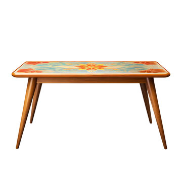 Colourful retro-modern coffee table with sleek lines and vibrant hues, adding a pop of colour to any room.