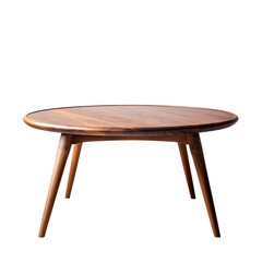Fototapeta premium A modern round wooden coffee table with a sleek design, isolated on a transparent background.