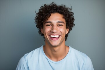Fototapeta premium young man on blue background