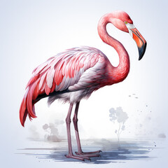 watercolor Flamingo clipart, Generative Ai