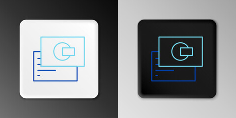 Line Visiting card, business card icon isolated on grey background. Corporate identity template. Colorful outline concept. Vector